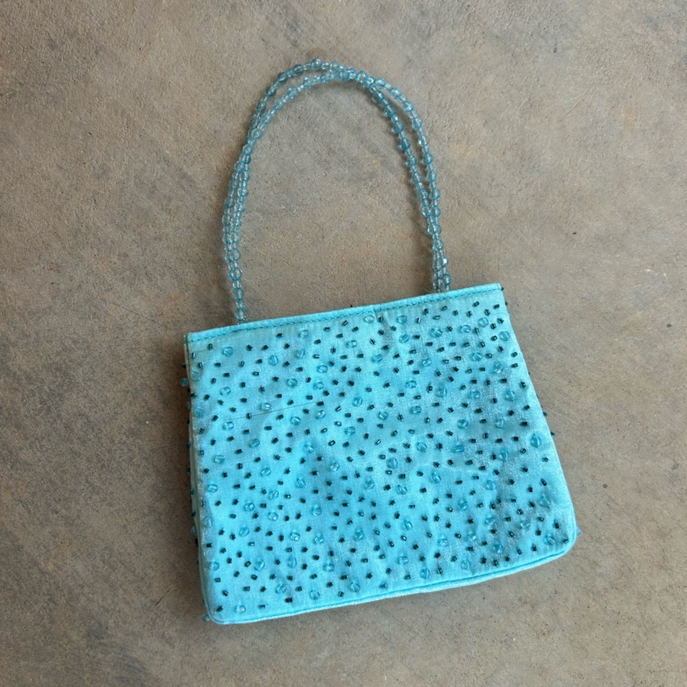 Cache Beaded Wristlet Bag in Turquoise